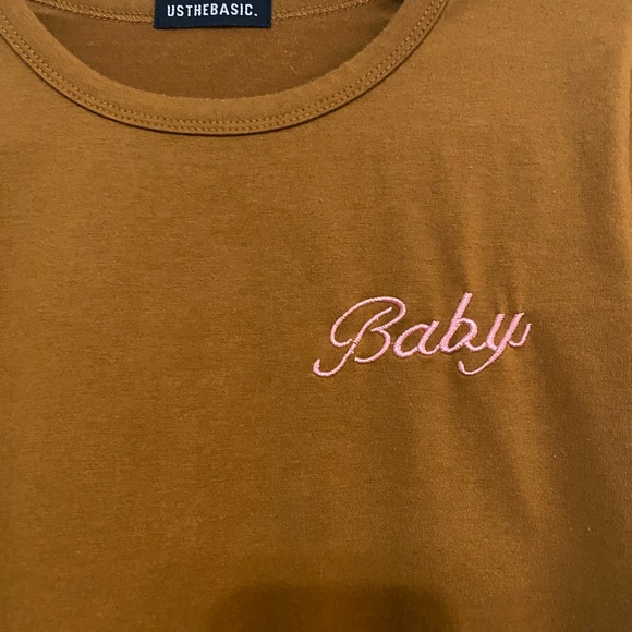 Usthebasic Baby Embroidered Ribbed Tee - Picture 3 of 4